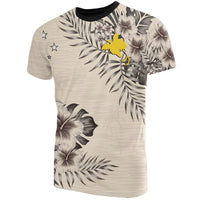 Papua New Guinea T Shirt Papua New Guinea Flag Beige Hibiscus Unisex Beige - Polynesian Pride