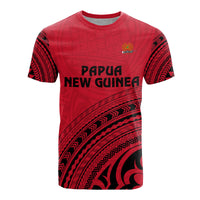 Papua New Guinea All Over T Shirt Papua New Guinea Coat Of Arms Polynesian Tribal Red Version Unisex Red - Polynesian Pride