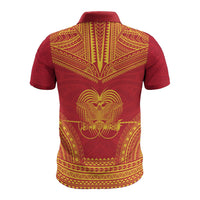 Papua New Guinea Polo Shirt Papua New Guinea Coat Of Arms Polynesian Chief Tattoo Flag Version - Polynesian Pride