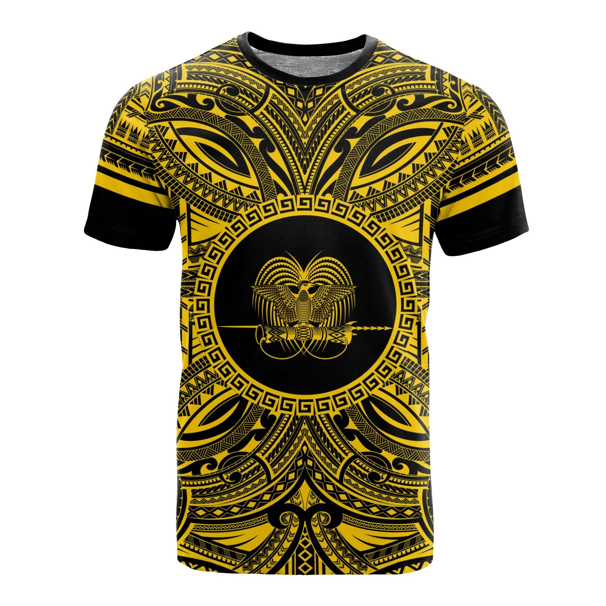 Papua New Guinea All T Shirt Papua New Guinea Coat Of Arms Polynesian Gold Black Unisex Gold - Polynesian Pride