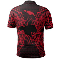 Papua New Guinea Polo Shirt Papua New Guinea Flag Map Polynesian Tattoo Red - Polynesian Pride