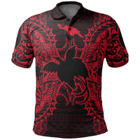 Papua New Guinea Polo Shirt Papua New Guinea Flag Map Polynesian Tattoo Red Unisex Red - Polynesian Pride