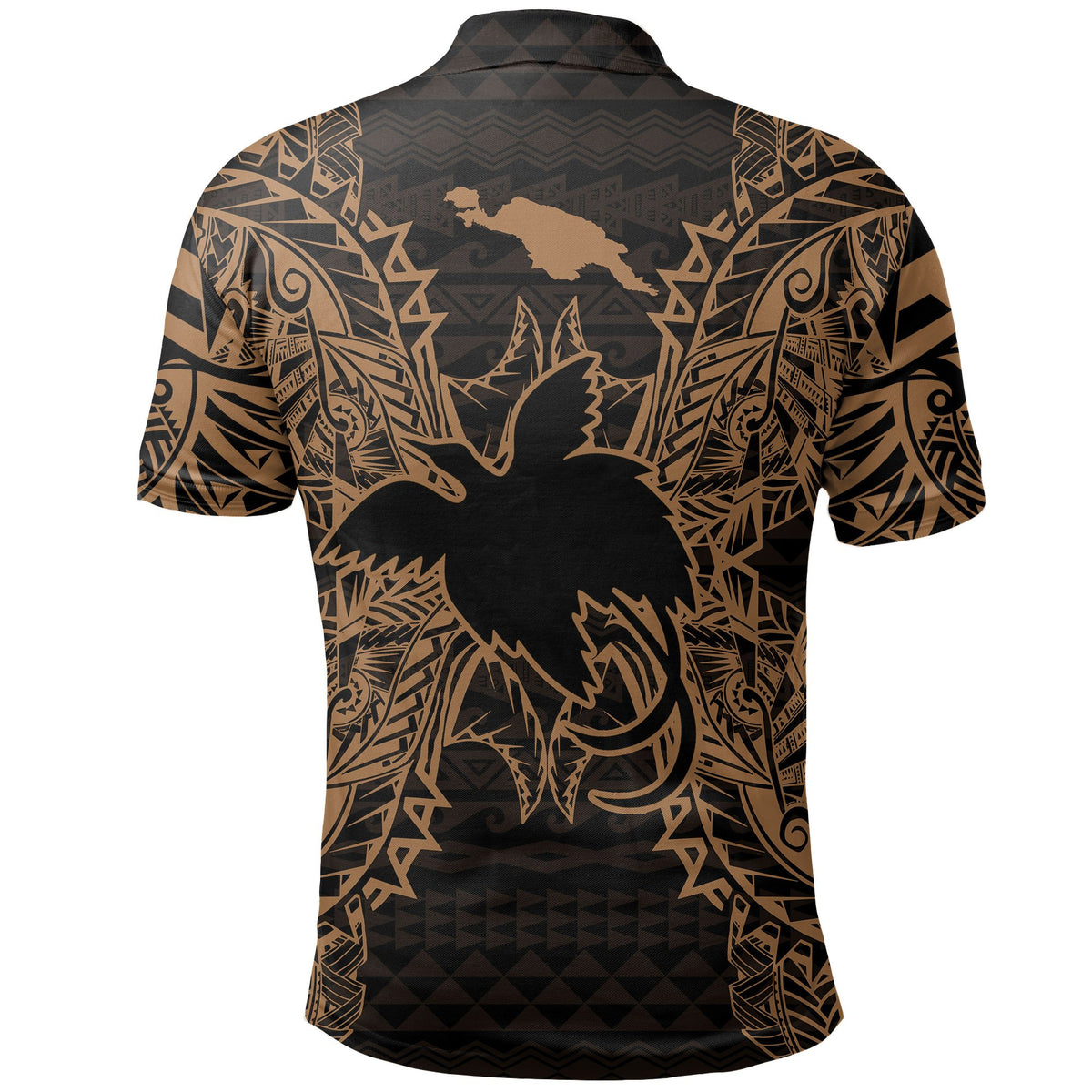 Papua New Guinea Polo Shirt Papua New Guinea Flag Map Polynesian Tattoo Gold - Polynesian Pride