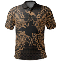 Papua New Guinea Polo Shirt Papua New Guinea Flag Map Polynesian Tattoo Gold Unisex Gold - Polynesian Pride