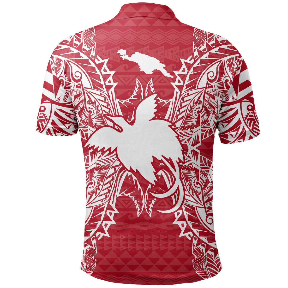 Papua New Guinea Polo Shirt Papua New Guinea Flag Map Polynesian Tattoo Red White - Polynesian Pride