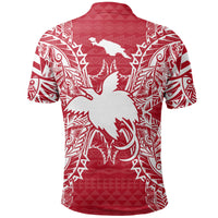 Papua New Guinea Polo Shirt Papua New Guinea Flag Map Polynesian Tattoo Red White - Polynesian Pride