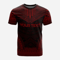 Papua New Guinea Custom T Shirt Papua New Guinea Coat Of Arms Polynesian Chief Tattoo Red Version - Polynesian Pride