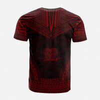 Papua New Guinea Custom T Shirt Papua New Guinea Coat Of Arms Polynesian Chief Tattoo Red Version Unisex Red - Polynesian Pride