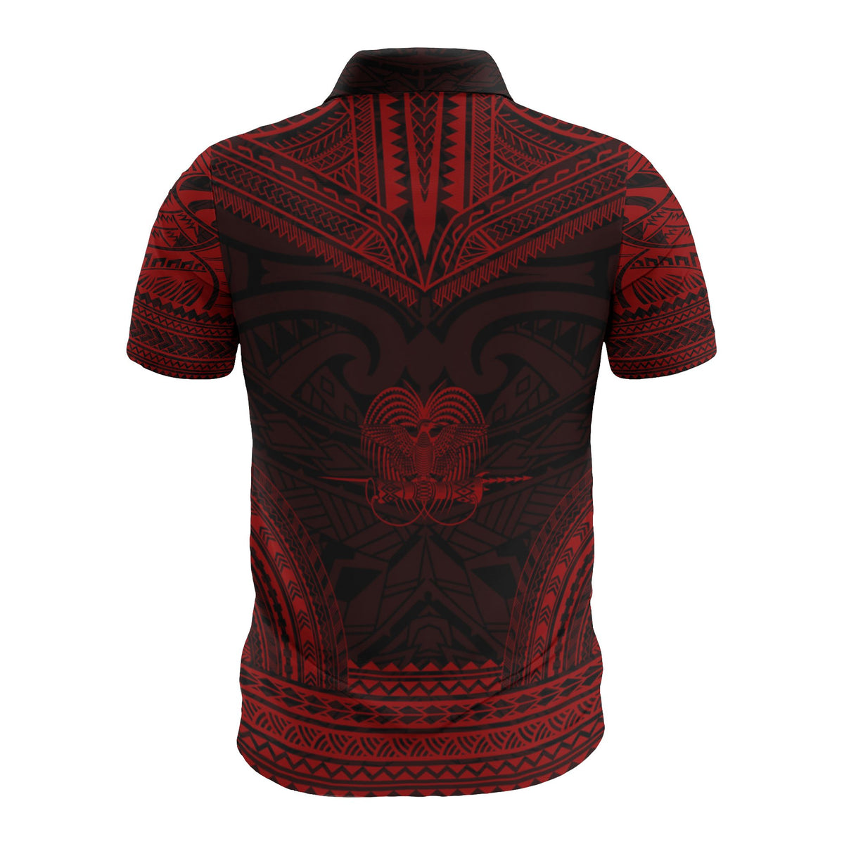 Papua New Guinea Custom Polo Shirt Papua New Guinea Coat Of Arms Polynesian Chief Tattoo Red Version - Polynesian Pride