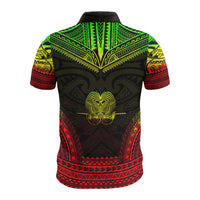 Papua New Guinea Custom Polo Shirt Papua New Guinea Coat Of Arms Polynesian Chief Tattoo Reggae Version - Polynesian Pride
