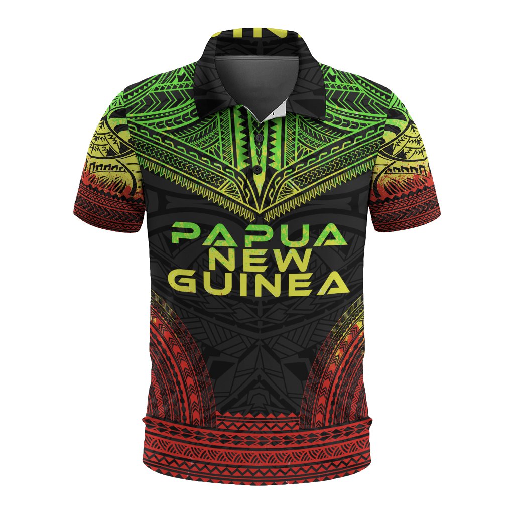 Papua New Guinea Polo Shirt Papua New Guinea Coat Of Arms Polynesian Chief Tattoo Reggae Version Unisex Reggae - Polynesian Pride