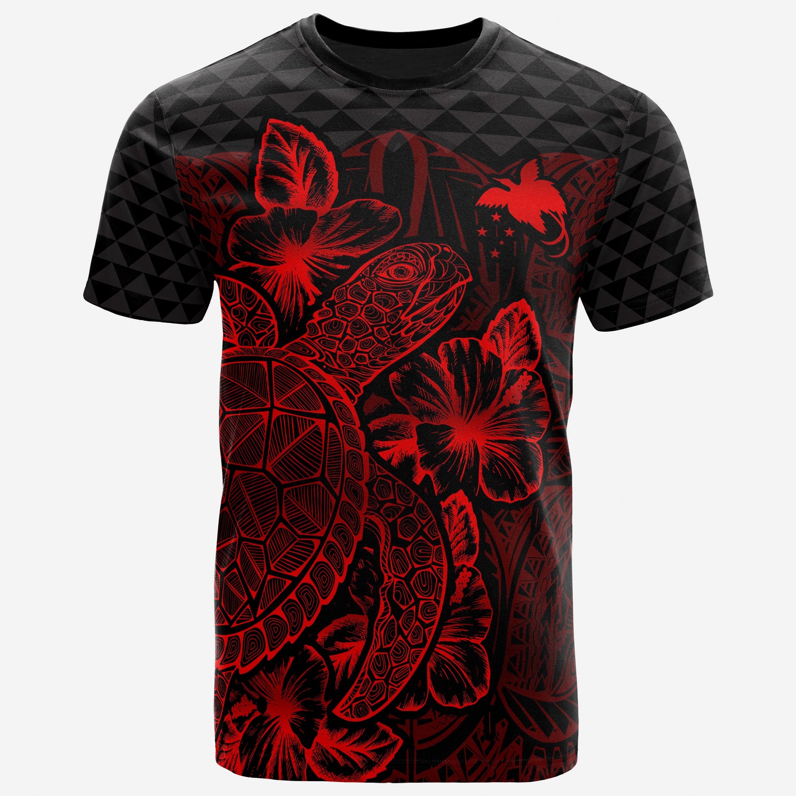 Papua New Guinea T Shirt Papua New Guinea Flag Turtle Hibiscus Red Unisex Red - Polynesian Pride