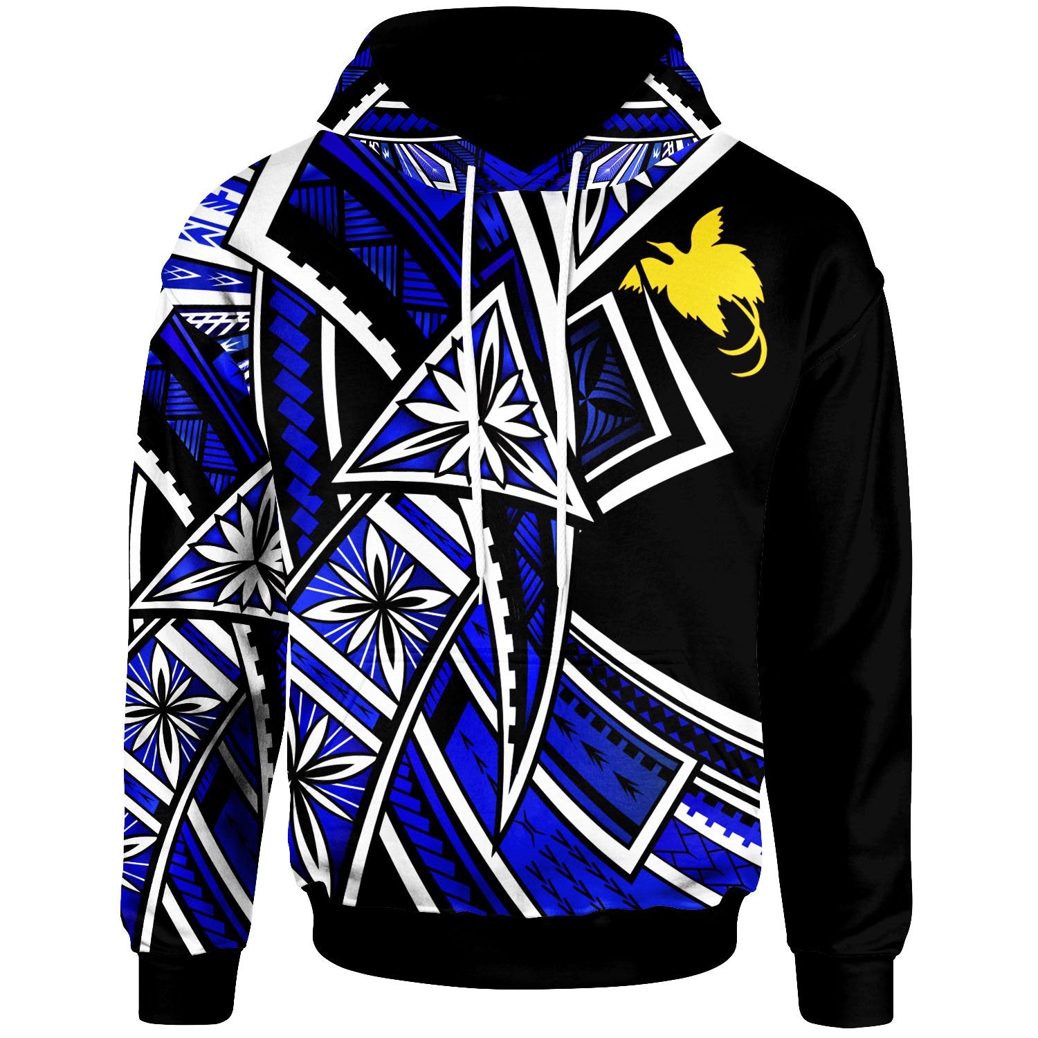 Papua Hoodie Tribal Flower Special Pattern Blue Color Unisex Blue - Polynesian Pride