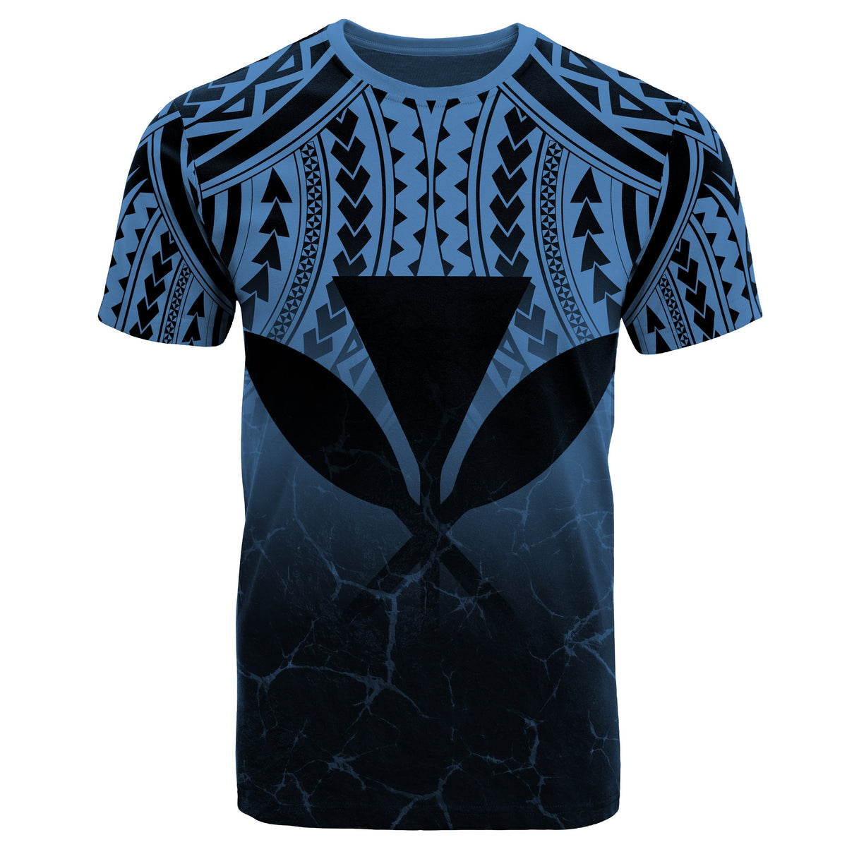 Hawaii Polynesian Kanaka Map Eruption T Shirt Roman Style Pastel Blue - Polynesian Pride