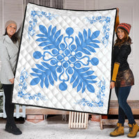 Hawaiian Quilt Maui Plant And Hibiscus Premium Quilt - Pastel White - AH - Polynesian Pride