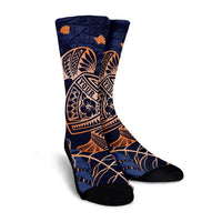 Personalized - Hawaii Polynesian Aloha Po Turtle Hibiscus Tropical Crew Socks - Special Edition - AH - Polynesian Pride