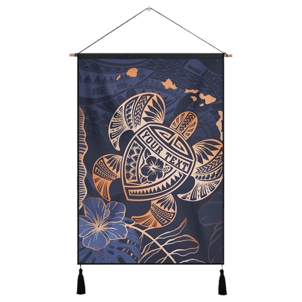 Personalized - Hawaii Polynesian Aloha Po Turtle Hibiscus Tropical Hanging Poster - Special Edition - AH Hanging Poster Cotton And Linen - Polynesian Pride