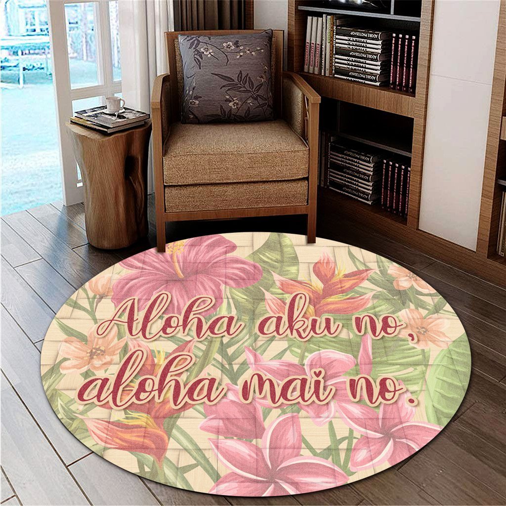 Hawaii Tropical Hibiscus Plumeria Round Carpet - AH - Polynesian Pride