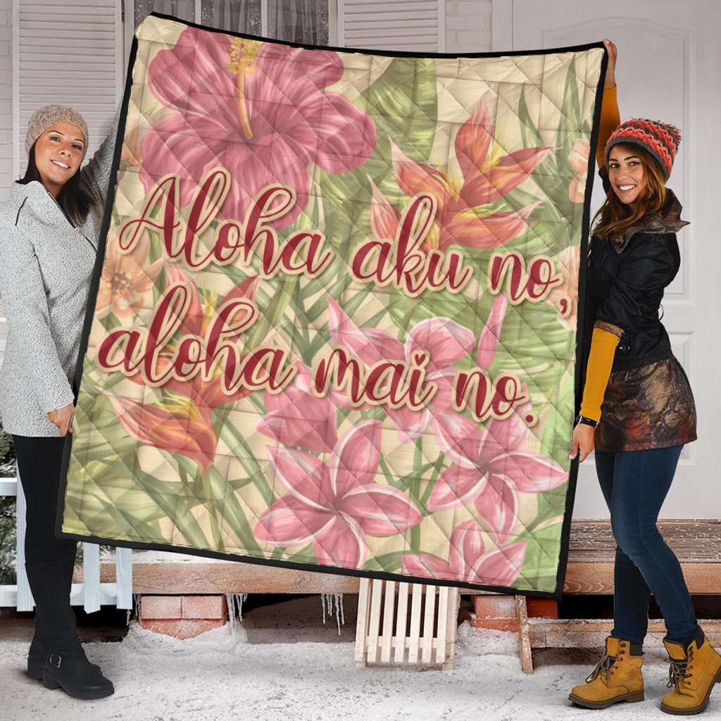 Hawaii Tropical Hibiscus Plumeria Premium Quilts - AH - Polynesian Pride