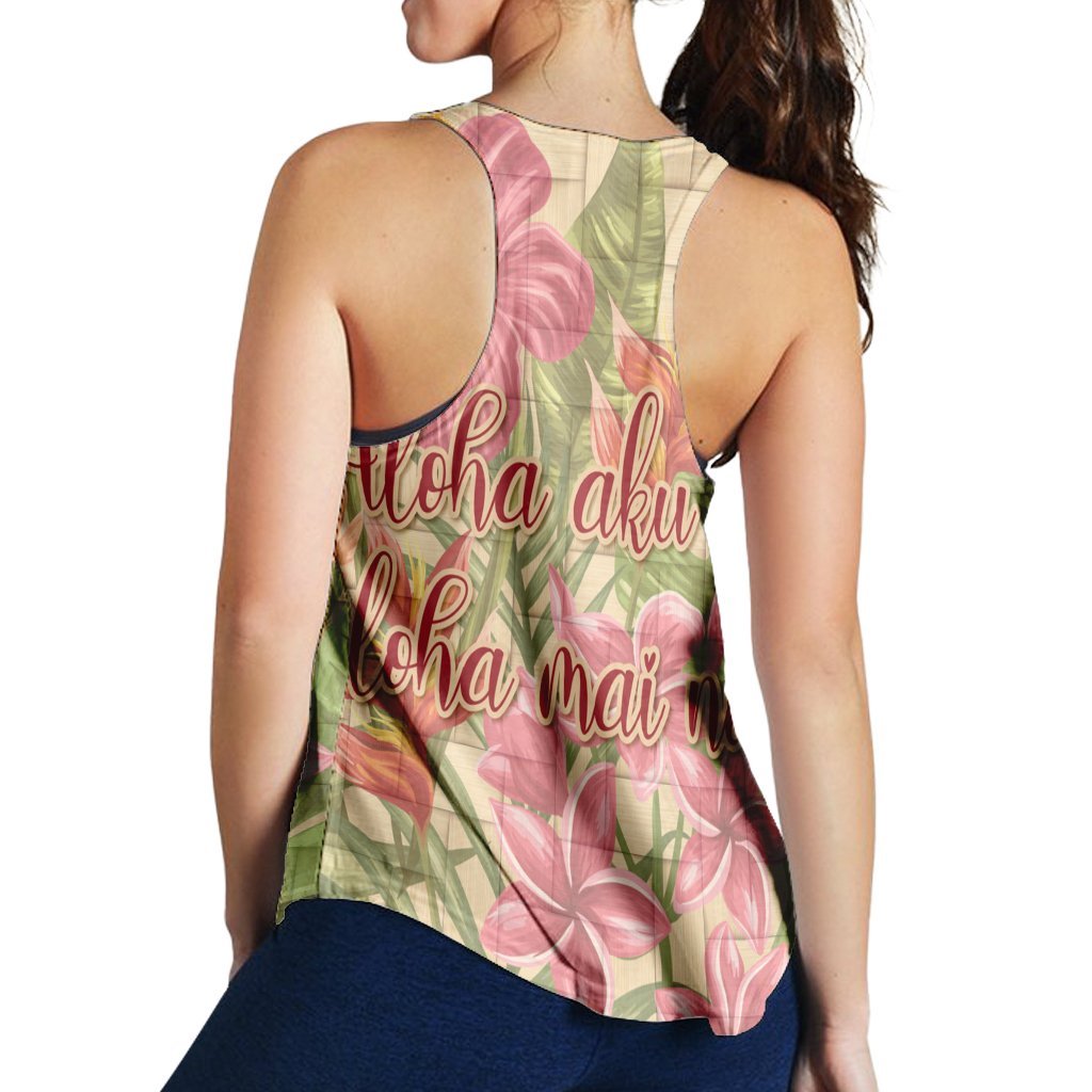 Hawaii Tropical Hibiscus Plumeria Racerback Tank - AH - Polynesian Pride