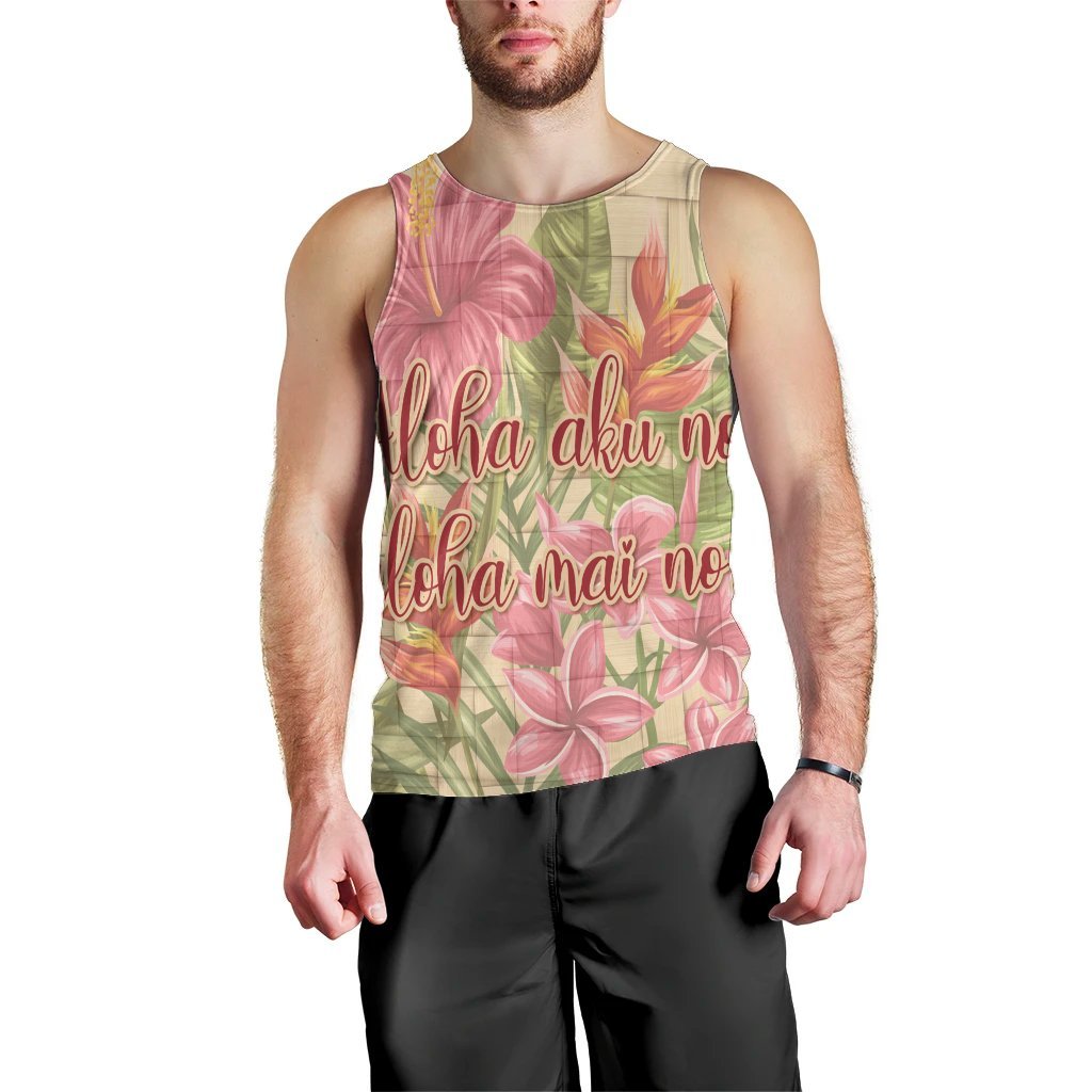 Hawaii Tropical Hibiscus Plumeria Tank Top - AH Black - Polynesian Pride