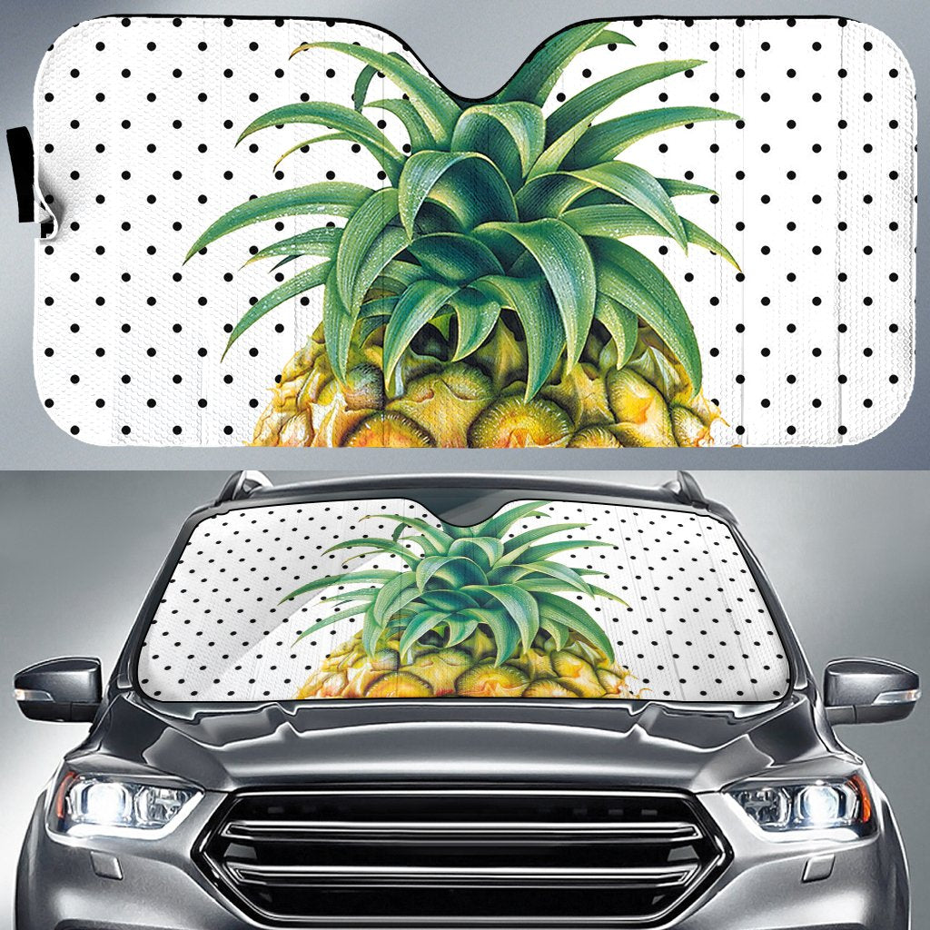 Pineapple Dottie Car Sun Shade AH Auto Sun Shade Universal Fit White - Polynesian Pride