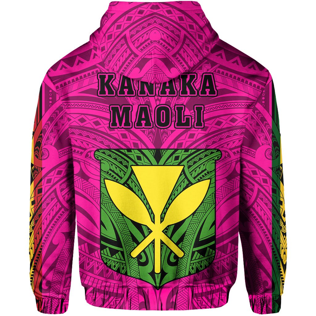 Polynesian Kanaka Flag Kanaka Maoli Hawaii Zip Hoodie Pink - Polynesian Pride