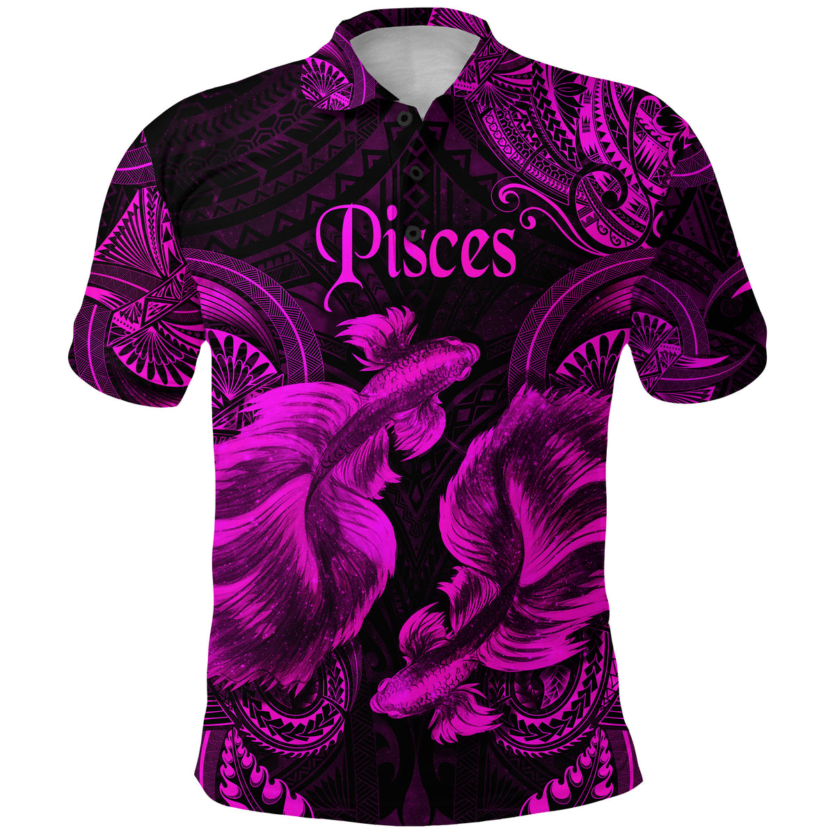 Custom Pisces Zodiac Polynesian Polo Shirt Unique Style Pink LT8 - Polynesian Pride
