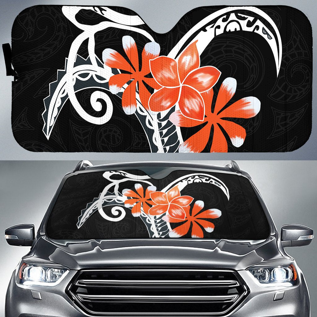Plumeria Polynesia Orange Car Sun Shade AH Auto Sun Shade Universal Fit White - Polynesian Pride