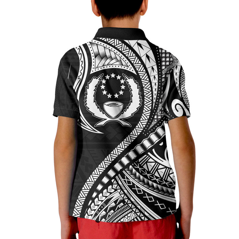 Pohnpei Polo Shirt Federated States of Micronesia Black Wave Style LT9 - Polynesian Pride