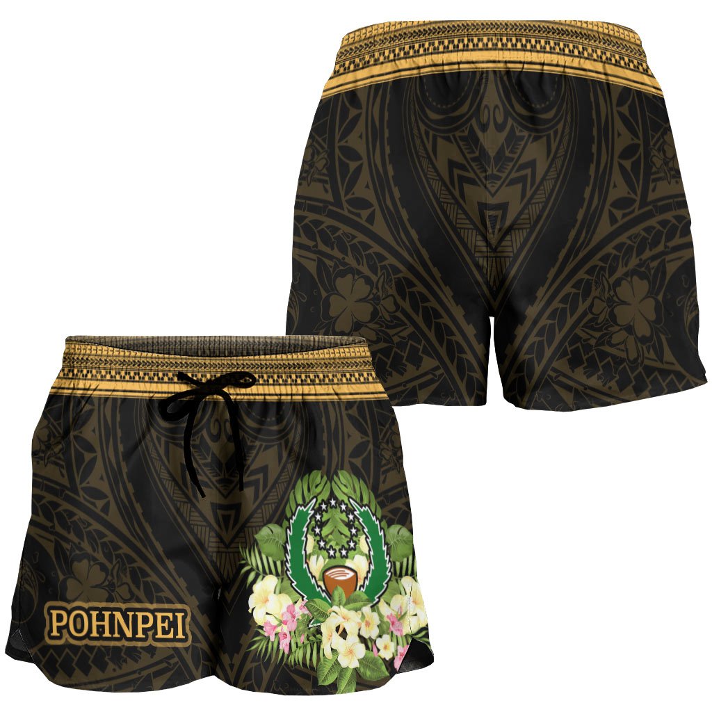 Pohnpei Women's Shorts - Polynesian Gold Patterns Collection - Polynesian Pride