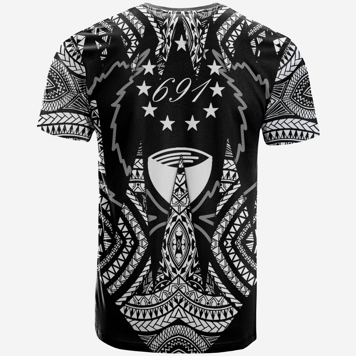 Pohnpei Custom Personalized T Shirt Micronesian Teeth Shark Style White - Polynesian Pride