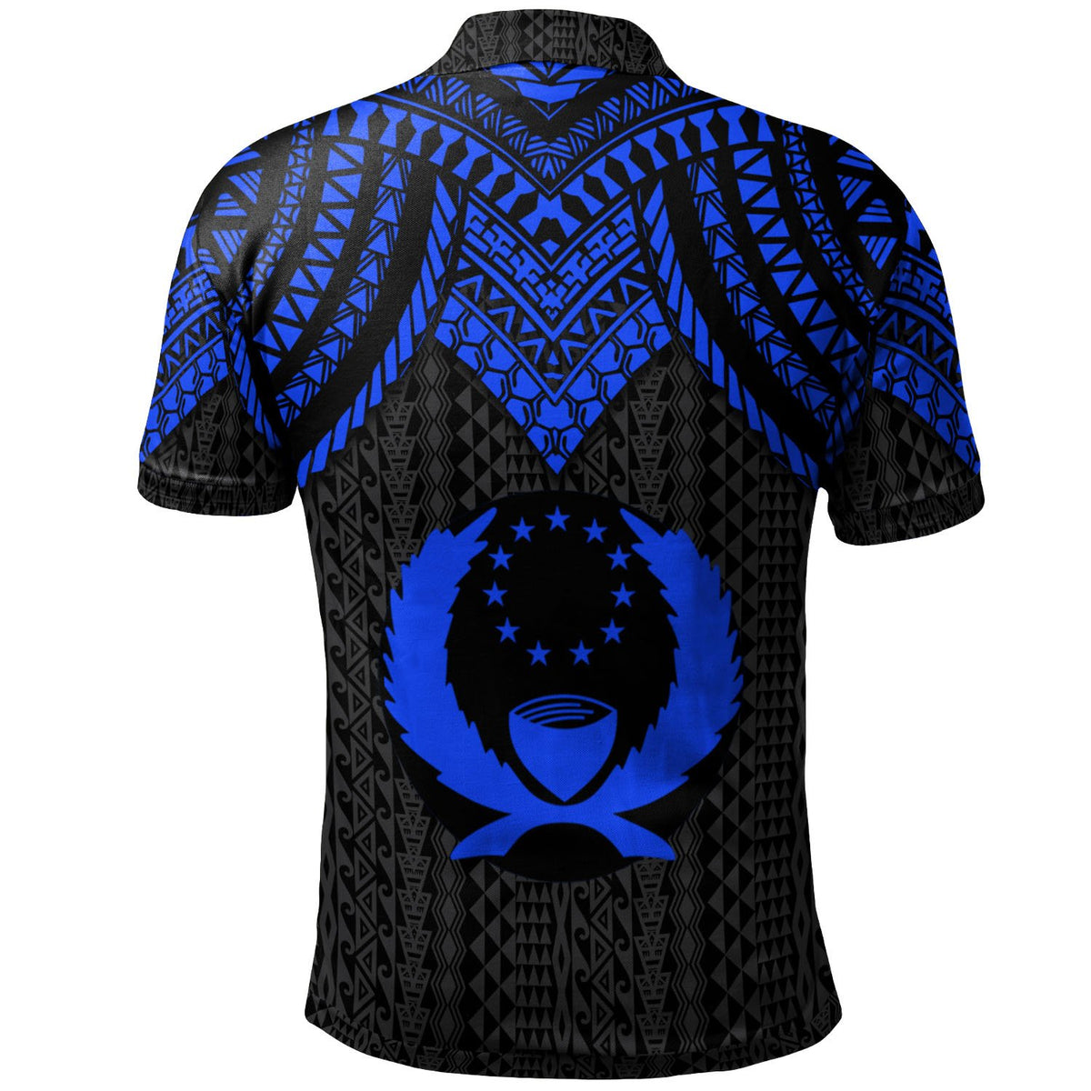 Pohnpei Custom Polo Shirt Polynesian Armor Style Blue - Polynesian Pride