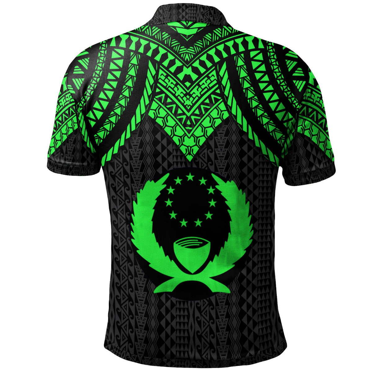 Pohnpei Custom Polo Shirt Polynesian Armor Style Green - Polynesian Pride