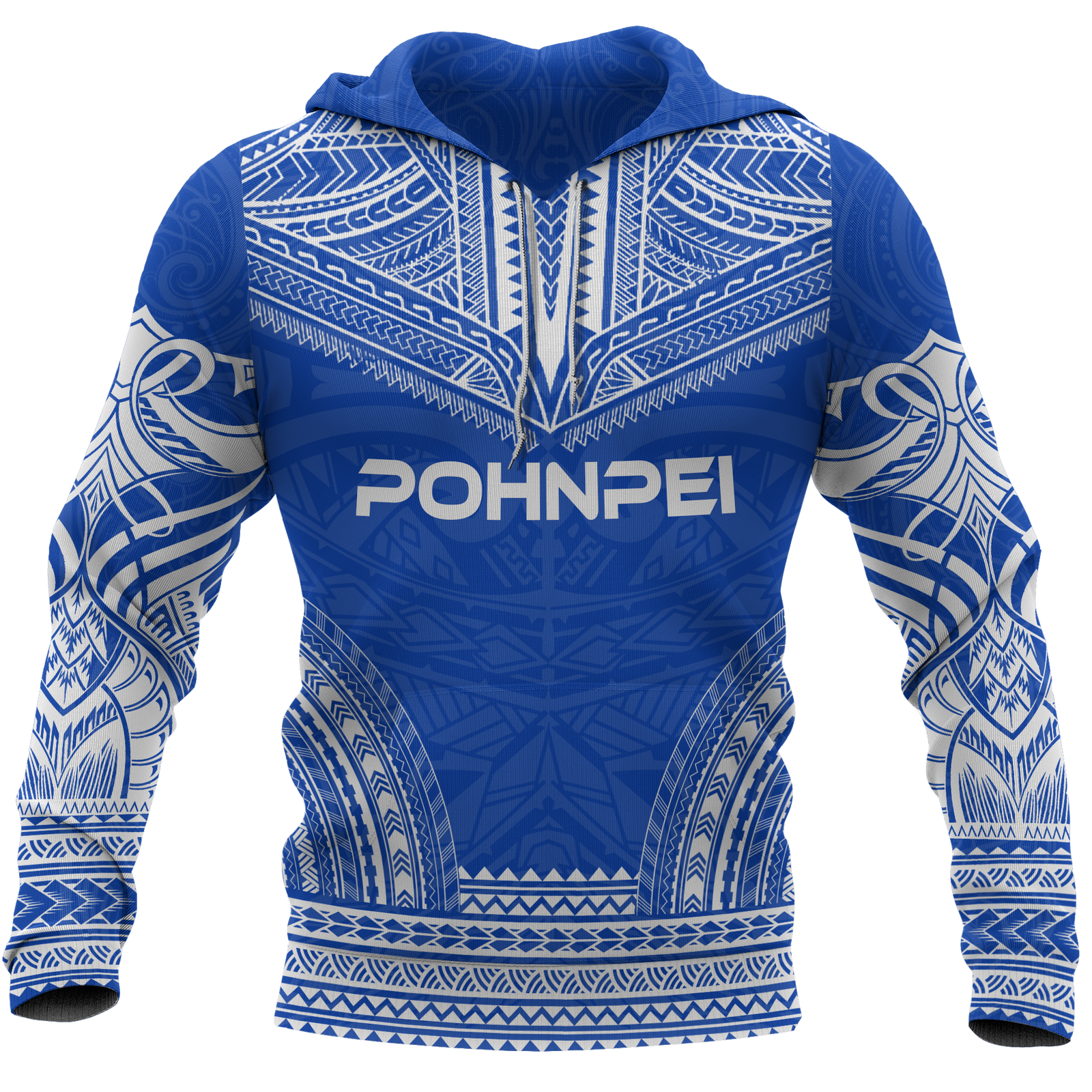 Pohnpei Polynesian Chief Hoodie Unisex Blue - Polynesian Pride