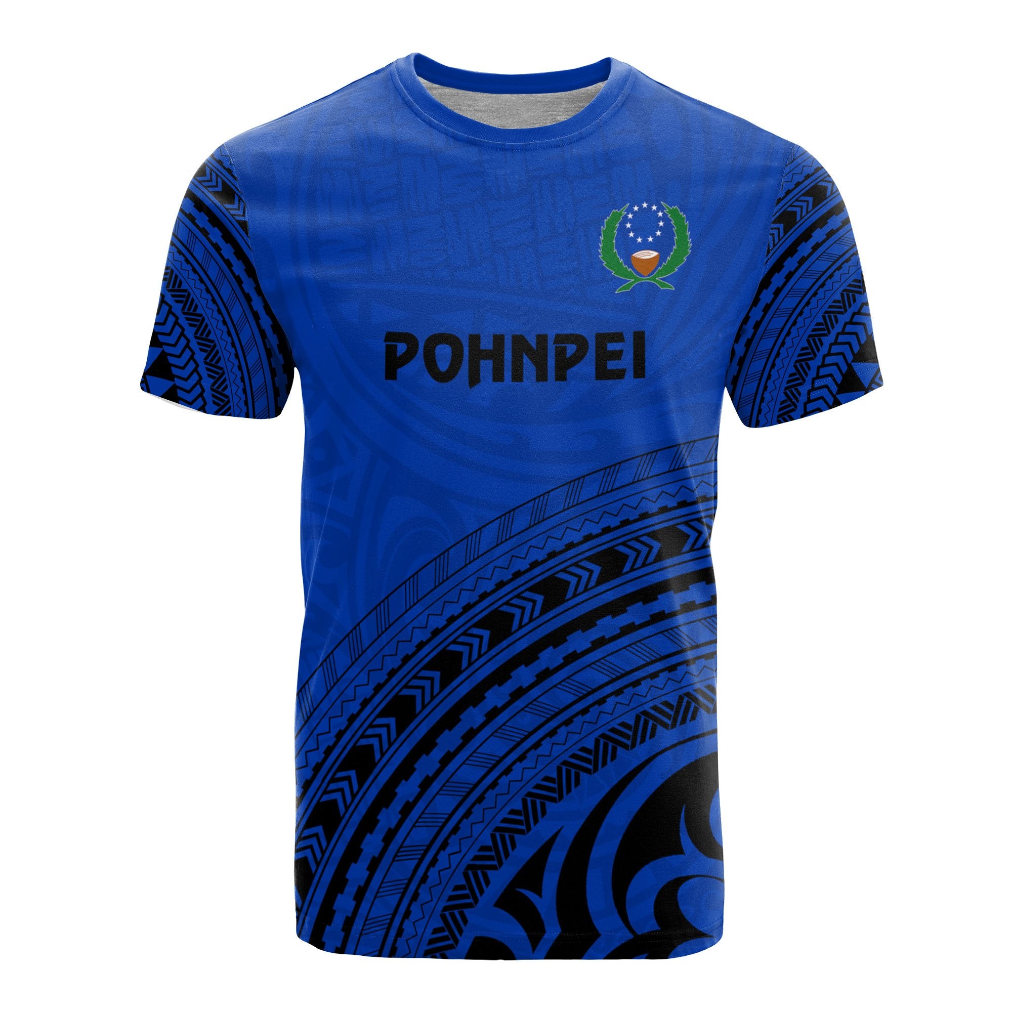 Pohnpei All Over T Shirt Pohnpei Flag Polynesian Tribal Blue Version Unisex Blue - Polynesian Pride