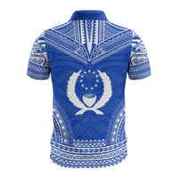 Pohnpei Custom Polo Shirt Pohnpei Flag Polynesian Chief Tattoo Flag Version - Polynesian Pride