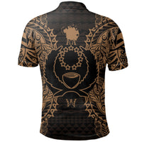 Pohnpei Polo Shirt Pohnpei Flag Map Polynesian Tattoo Gold - Polynesian Pride