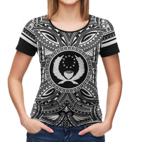 Pohnpei All T Shirt Pohnpei Coat Of Arms Polynesian White Black - Polynesian Pride