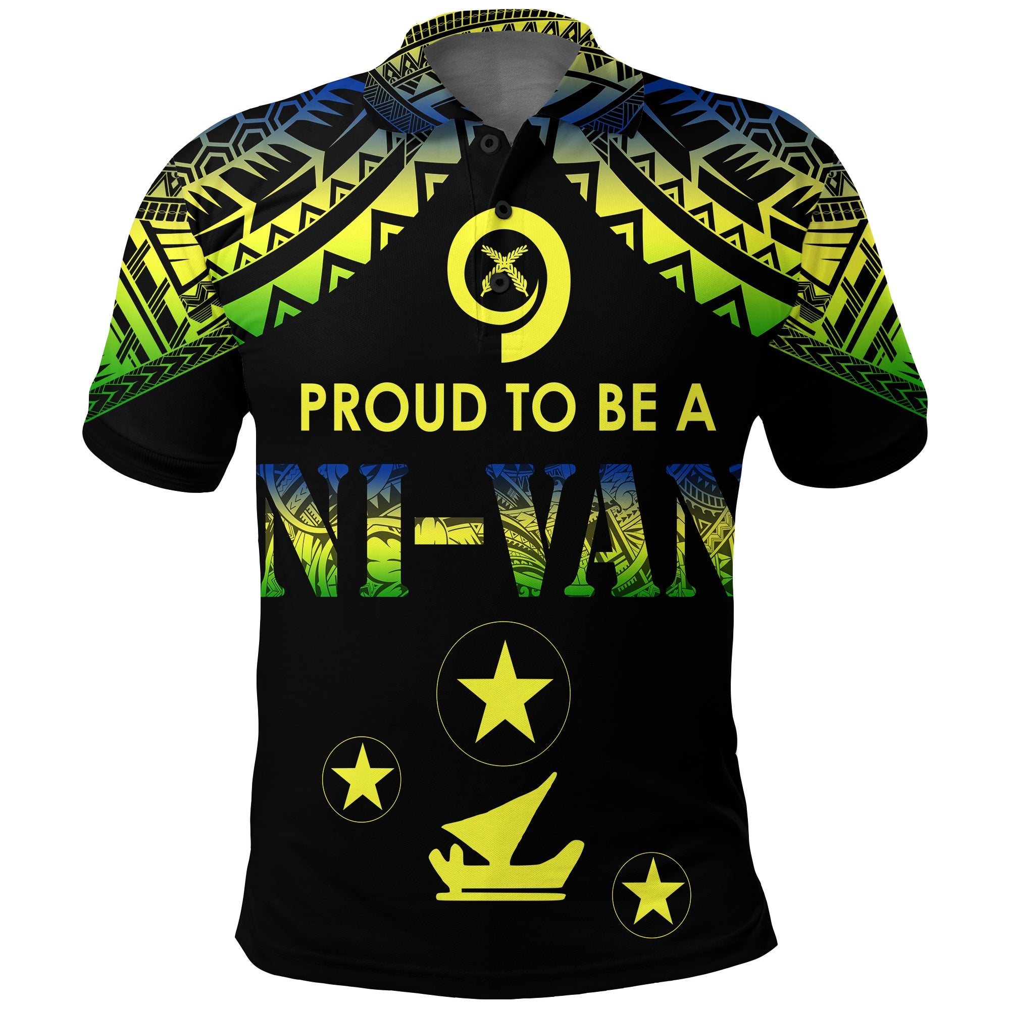 Vanuatu Proud To Be A Ni Van Polynesian Pattern Polo Shirt Malampa Province LT7 Black - Polynesian Pride