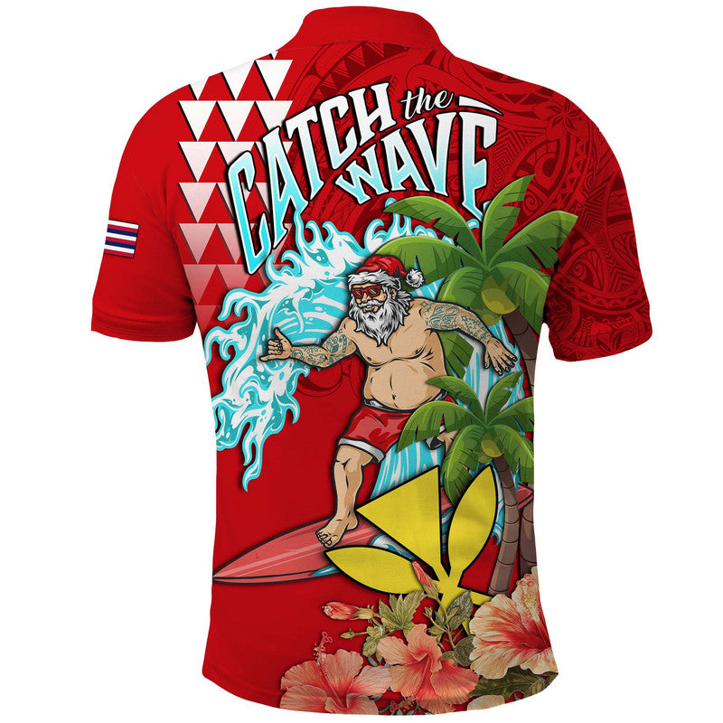 Hawaii Mele Kalikimaka Polo Shirt Santa Claus Surfing Xmas Time LT9 - Polynesian Pride