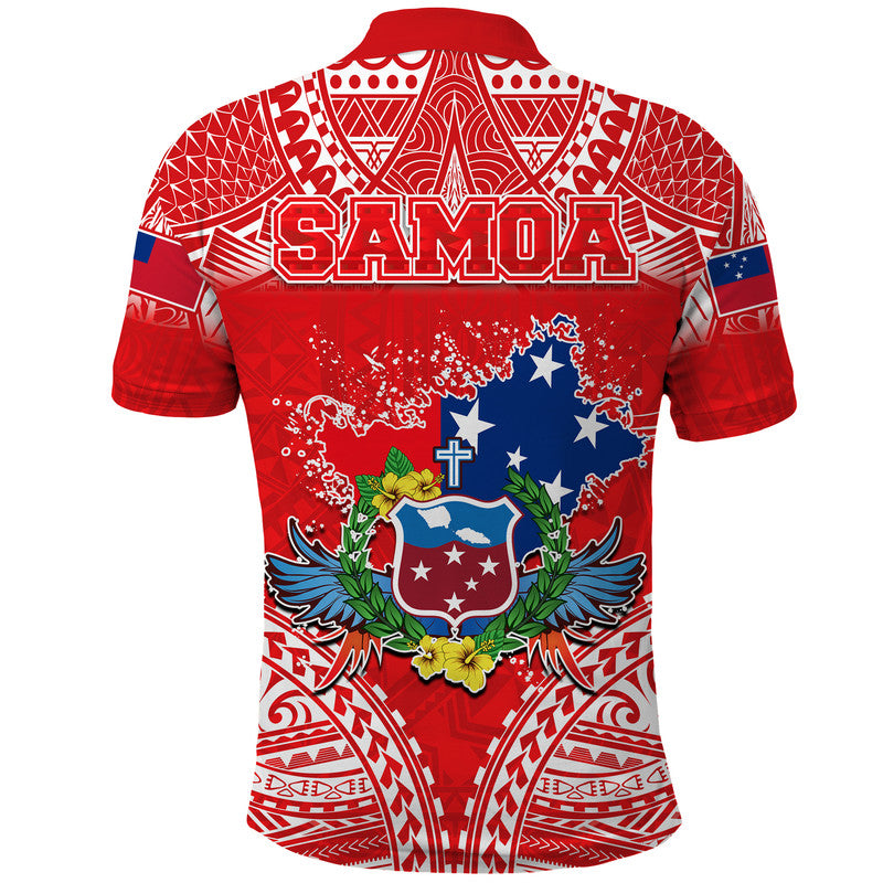 Toa Samoa Polynesian Rugby Polo Shirt Samoan Flag Red Color LT9 - Polynesian Pride
