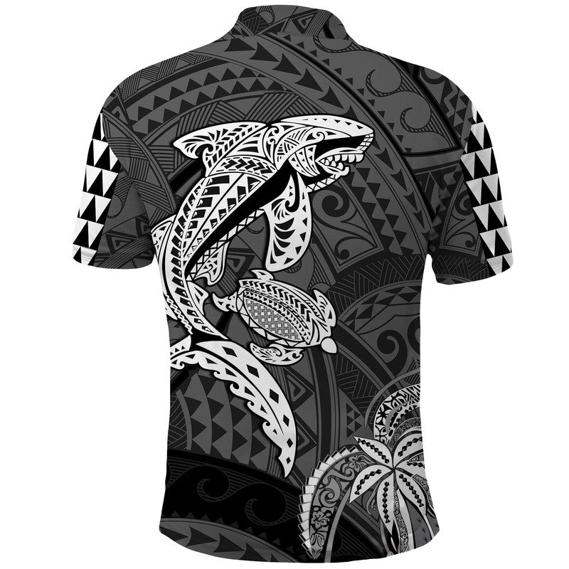 Hawaii Polo Shirt Shark and Turtle Mix Kakau LT9 - Polynesian Pride