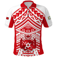 (Custom Text and Number) Tonga Rugby Sevens Polo Shirt Coat of Arms Tribal Polynesian Pattern LT9 Red - Polynesian Pride