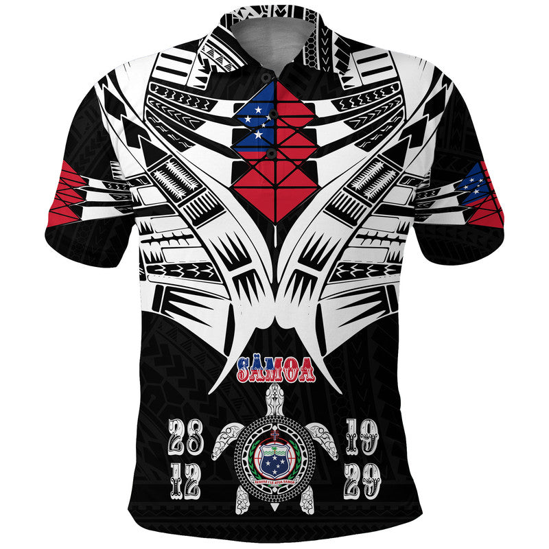 Samoa Black Saturday Polo Shirt 28 Dec 1929 Visual Arts Black LT9 Black - Polynesian Pride