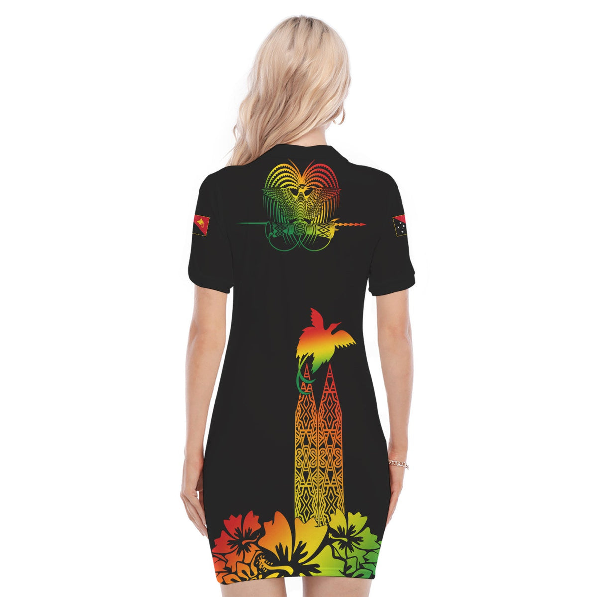 PNG Hibiscus Tribal Pattern Polo Dress Motuan Reggae Color LT7 - Polynesian Pride