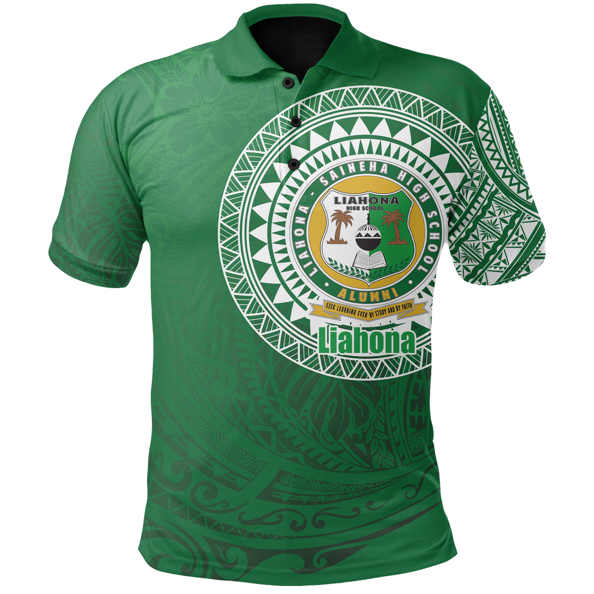 Liahona Tonga Polo Shirt Polynesian Free Style Unisex Green - Polynesian Pride