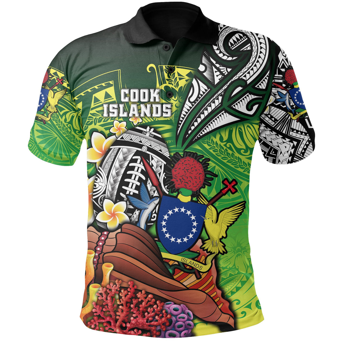 Custom Cook Islands Rugby Polo Shirt Ocean World Style - Polynesian Pride