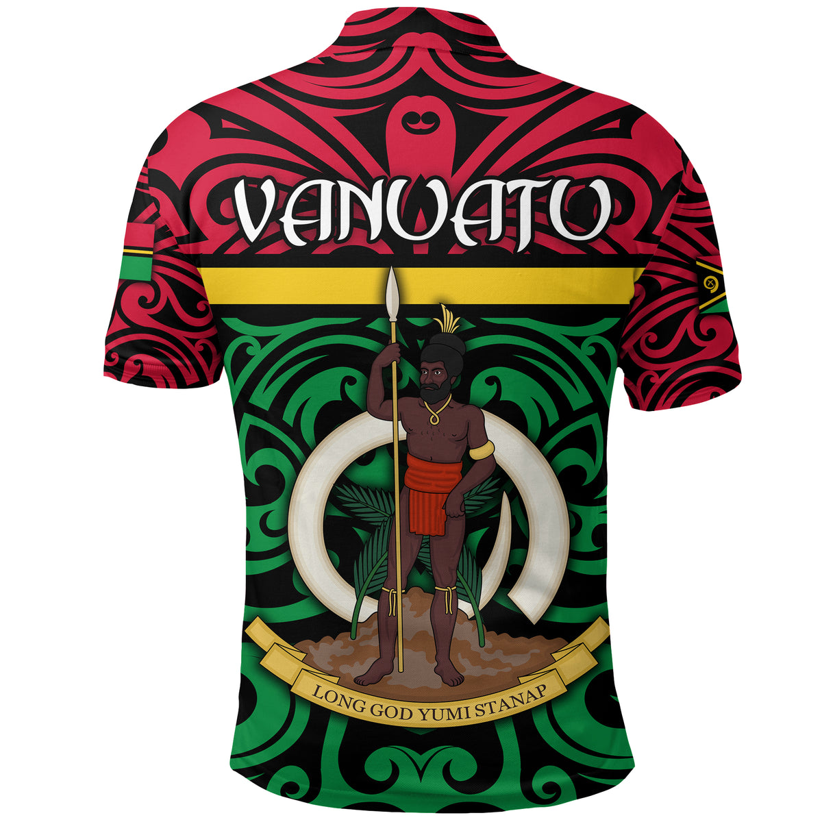 Vanuatu Polo Shirt Melanesian Warrior Version 2 LT4 - Polynesian Pride