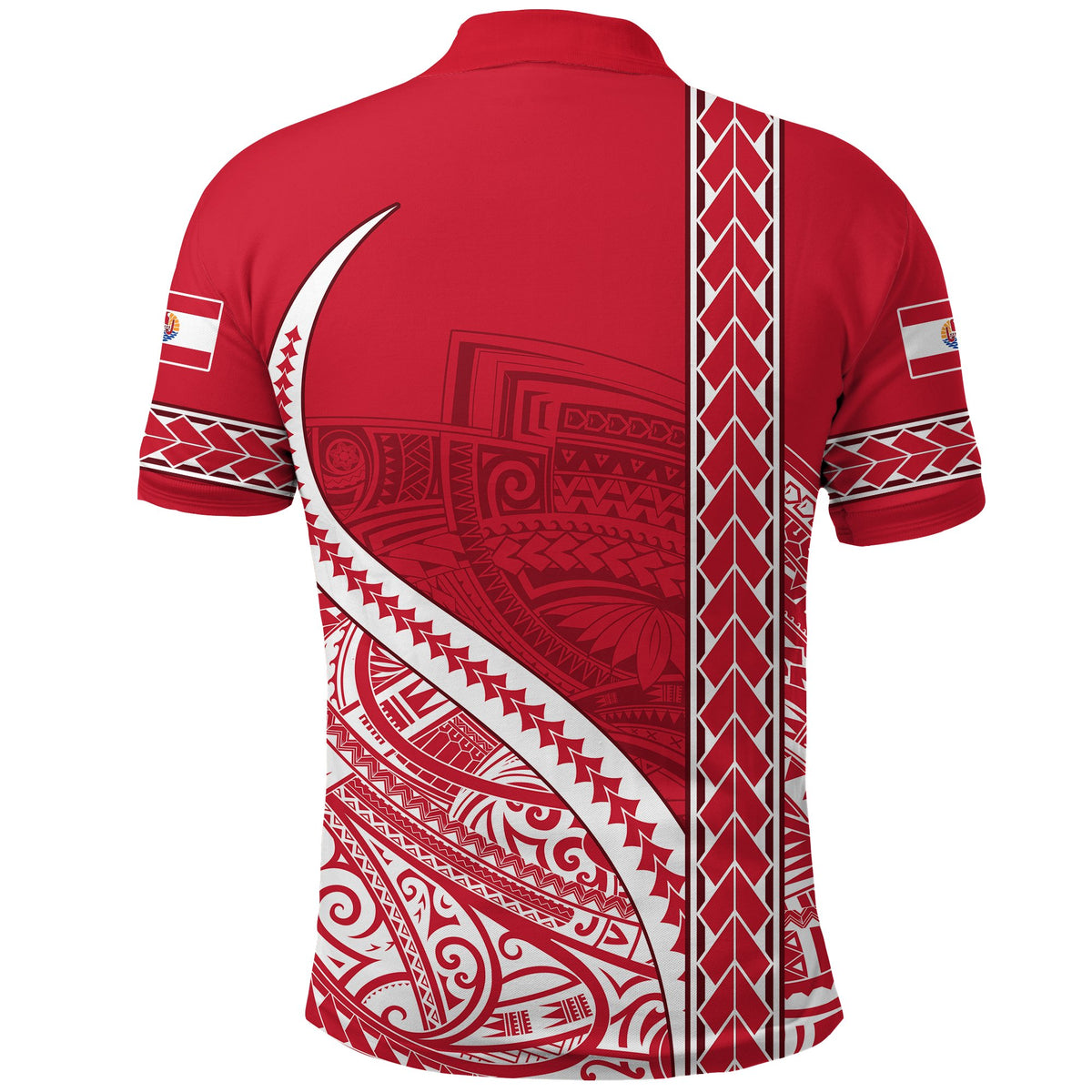 Tahiti Rugby Polo Shirt Marvelous Version Red - Polynesian Pride